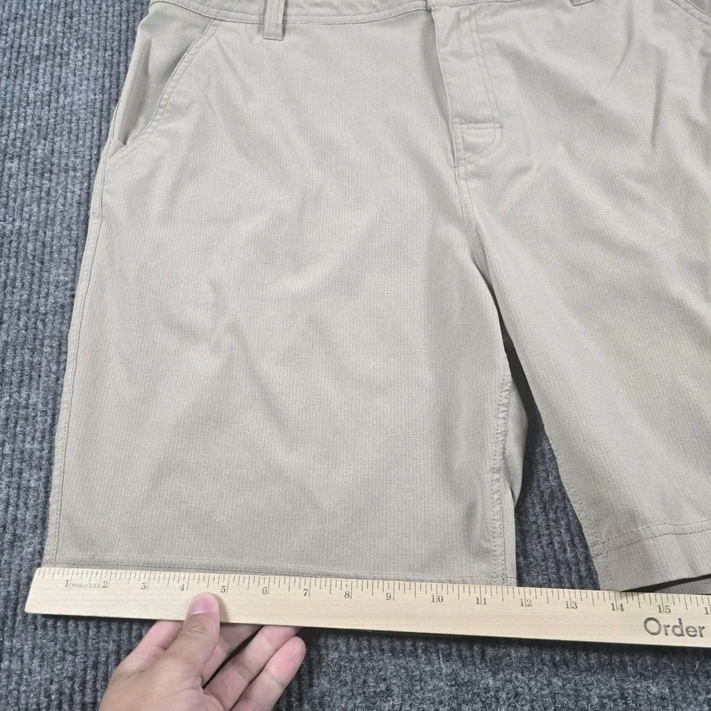 PrAna Shorts Mens 40 Beige Microfiber Chino Stretch Drawstring 8 Inseam Summer